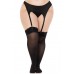 Чулки Leg Avenue Lace top opaque thigh highs Black 1X/2X