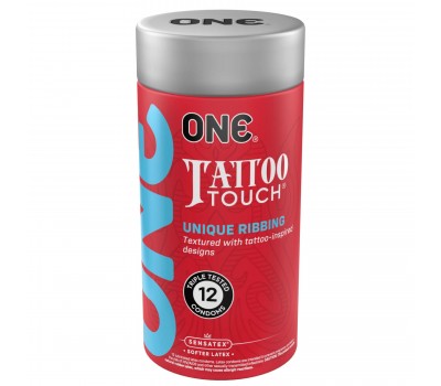 Презервативы ONE Tattoo Touch 12 шт, подарочная упаковка тюб