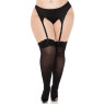 Чулки Leg Avenue Lace top opaque thigh highs Black 1X/2X