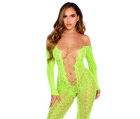Бодистокинг Leg Avenue Crotchless Footless Lingerie Bodystocking One Size Neon Green Бодистокинг Leg Avenue Crotchless Footless Lingerie Bodystocking One Size Neon Green