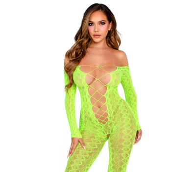 Бодистокинг Leg Avenue Crotchless Footless Lingerie Bodystocking One Size Neon Green
