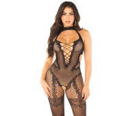Бодистокинг Leg Avenue Crotchless Bodystocking with Heart One Size, Black