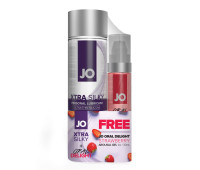 Распродажа!!! Комплект JO GWP - Xtra Silky Silicone (120 мл) & Oral Delight - Strawberry (30 мл) (срок 10.2025)