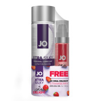 Распродажа!!! Комплект JO GWP - Xtra Silky Silicone (120 мл) & Oral Delight - Strawberry (30 мл) (срок 10.2025)