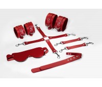 Набор Feral Feelings BDSM Kit 5 Red, наручники, поножи, коннектор, маска, паддл