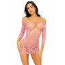Leg Avenue Heart net mini dress OS Pink