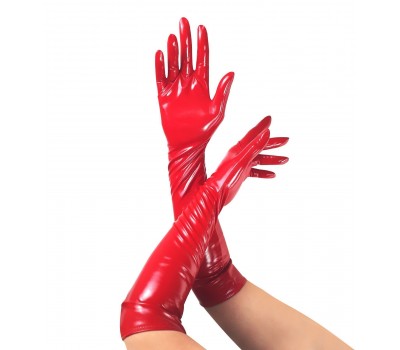 Глянцевые виниловые перчатки Art of Sex - Lora, размер L, цвет Красный