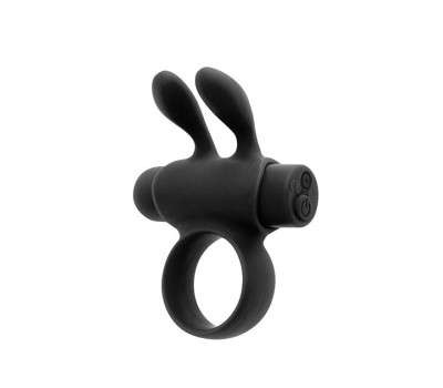 Эрекционное виброкольцо S Pleasures Premium Rabbit Ring, черное, со съемной вибропулей и ушками