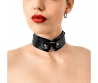 БДСМ ошейник с кольцом Art of Sex - Martina Collar with ring, натуральная кожа, цвет черный