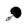 Металлическая анальная пробка Кроличий хвостик Alive Fluffly Plug S Black
