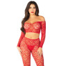 Комплект Leg Avenue Off The Shoulder Top and Footless Tights One Size, Red