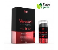 Жидкий вибратор Intt Vibration Strawberry (15 мл) EXTRA GREEN, очень вкусный, действует до 30 минут
