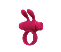 Эрекционное виброкольцо S Pleasures Premium Rabbit Ring, розовое, со съемной вибропулей и ушками