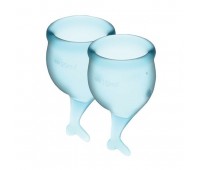 Набор менструальных чаш Satisfyer Feel Secure (light blue), 15мл и 20мл, мешочек для хранения