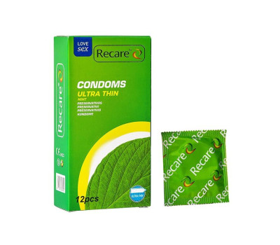 Презервативы Recare Ultra Thin Mint Condoms 12 шт, ультратонкие, аромат: мята