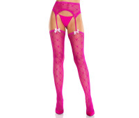 Колготки-чулки Leg Avenue Heart Garterbelt Stockings One Size Magenta