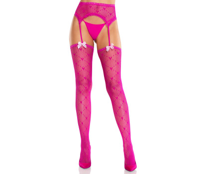 Колготки-чулки Leg Avenue Heart Garterbelt Stockings One Size Magenta