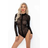Боди Noir Handmade F287 Leopard flock bodysuit with long sleeves - 3XL