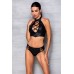Комплект из эко-кожи: бра и трусики с имитацией шнуровки Nancy Bikini black S/M - Passion