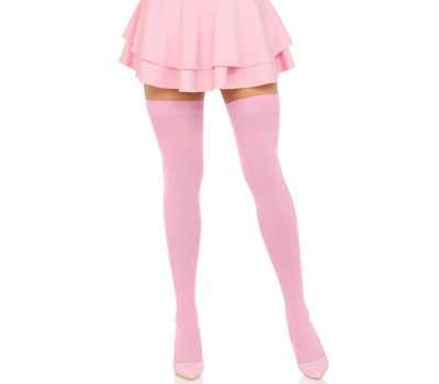 Плотные непрозрачные чулки Leg Avenue Opaque Nylon Thigh Highs Pink, One Size