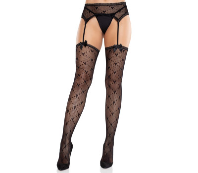 Колготки-чулки Leg Avenue Heart Garterbelt Stockings One Size Black