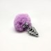 Металлическая анальная пробка Кроличий хвостик Alive Fluffly Twist Plug M Purple