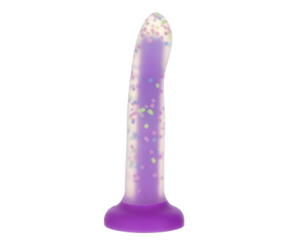 Светящийся в темноте фаллоимитатор ADDICTION Rave 8″ Glow in the Dark Dildo Purple Confetti , 20,3 см