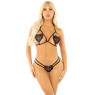 Комплект Leg Avenue Open Cup Bra and Pearl String One Size, Black