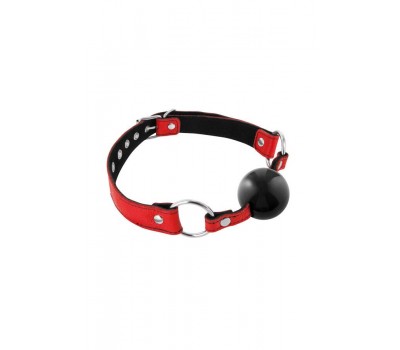 Кляп Fetish Tentation Premium Leather gag with silicone ball Red