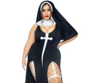 Костюм монашки-грешницы Leg Avenue Sultry Sinner 1X-2X, платье, головной убор, воротник