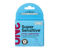 Презервативы ONE Super Sensitive 3 шт, картонная коробка (мятая упаковка!!!)