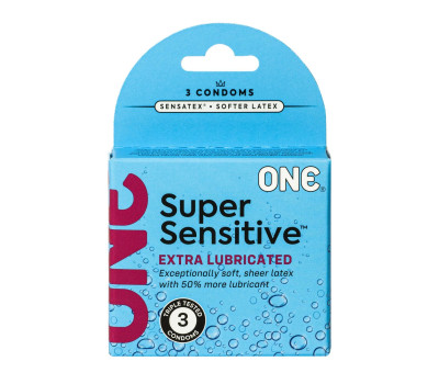 Презервативы ONE Super Sensitive 3 шт, картонная коробка (мятая упаковка!!!)