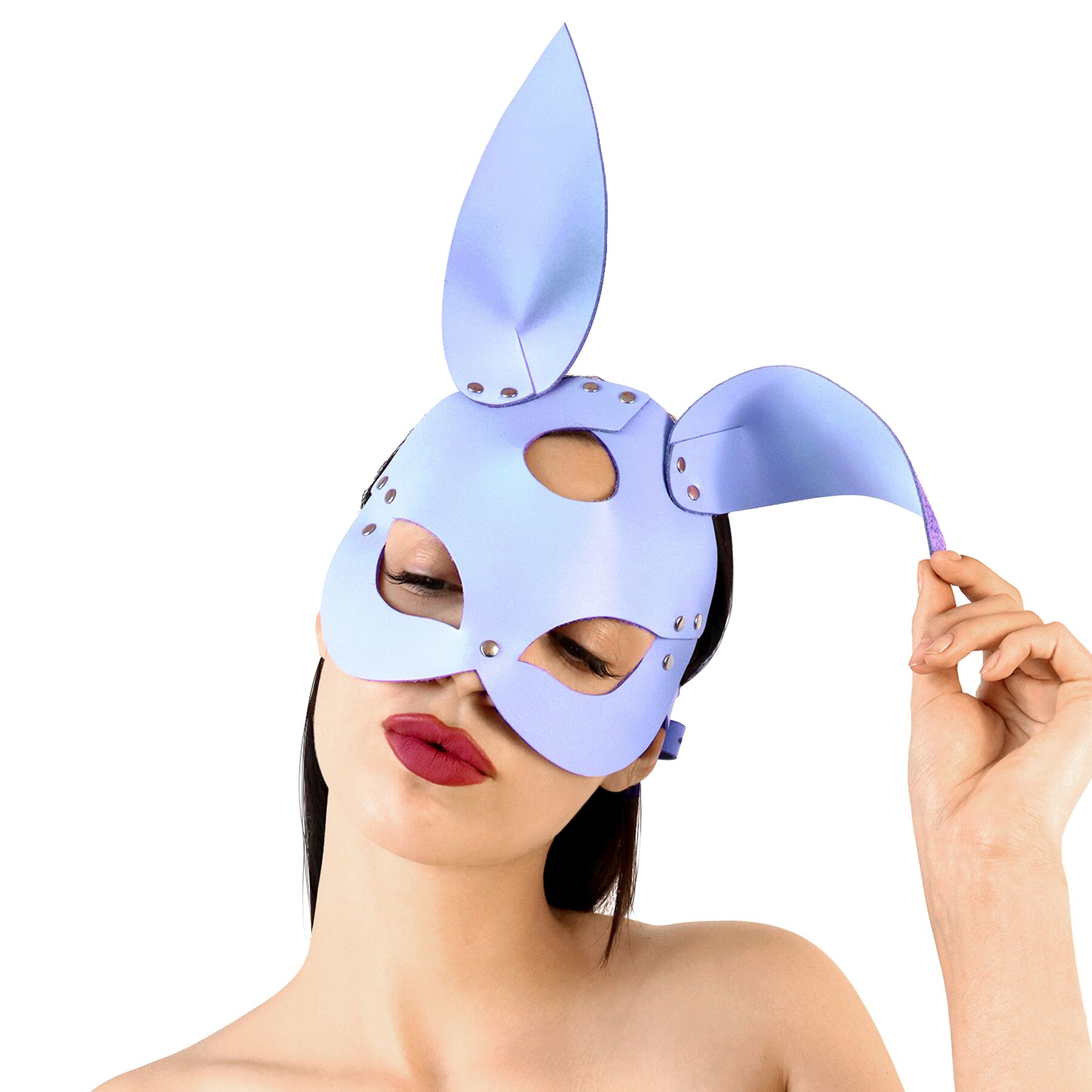 Кожаная маска Зайки Art of Sex - Bunny mask, цвет Лавандовый. Цена 766.59  грн за Сексприколы, секс игры, интимные украшения.